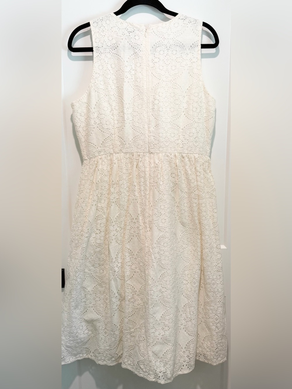 LOFT Ivory Lace Fit & Flare Dress Size 10 Sleeveless Romantic Bridal - Picture 7 of 9